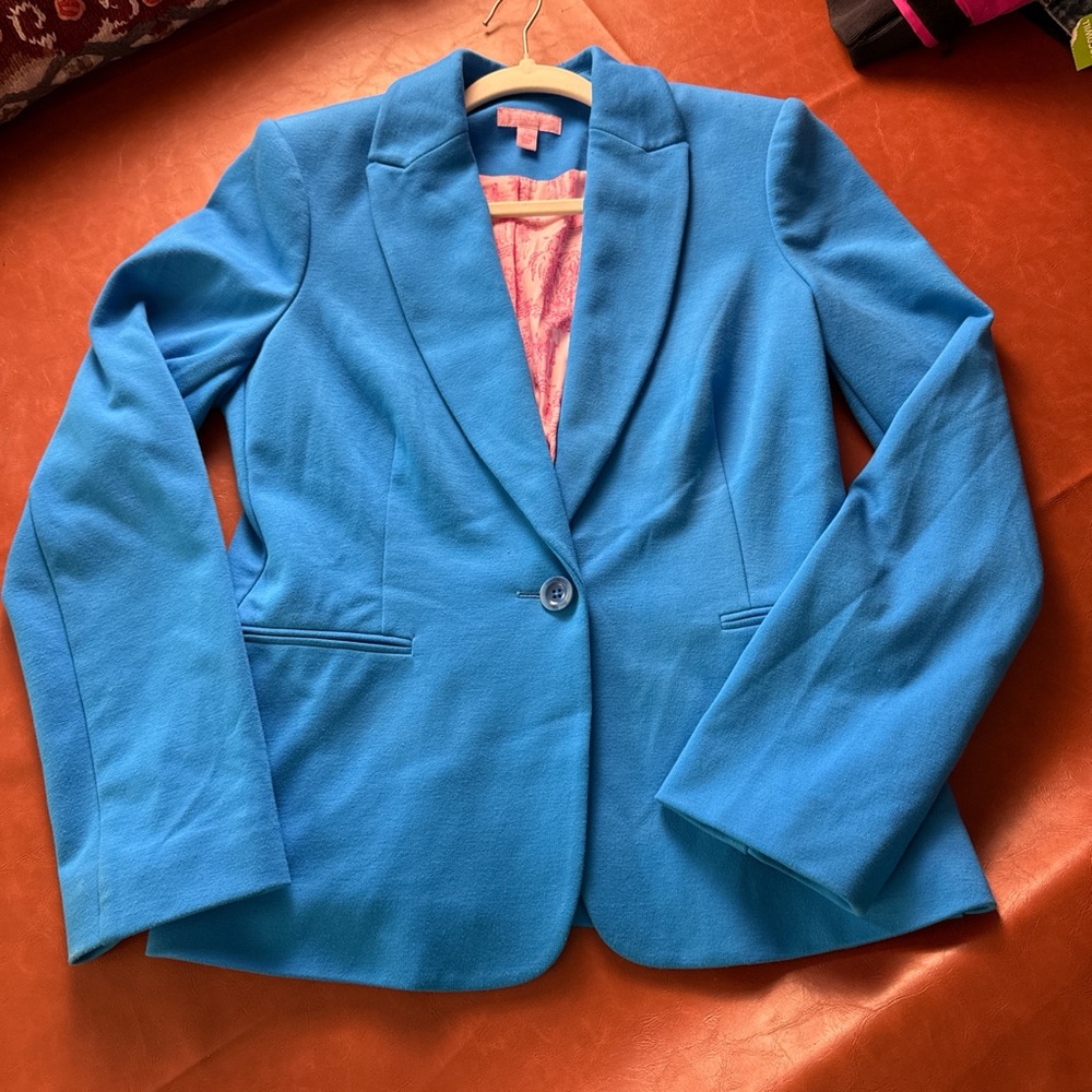 Lilly Pulitzer Bright Blue Single-Button Blazer